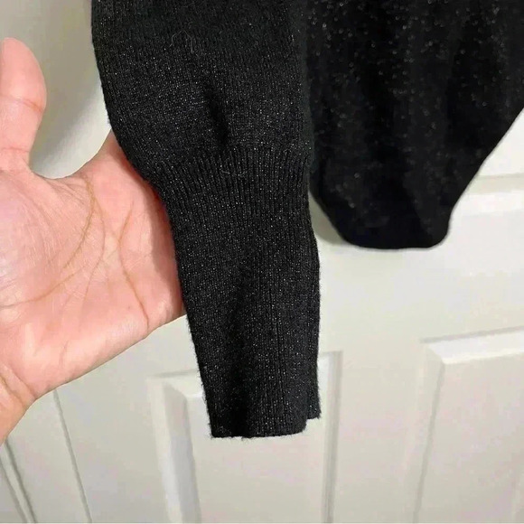 ZARA KNIT Black Gold Glitter V-neck Long sleeve Body Suite | size small - Picture 7 of 8